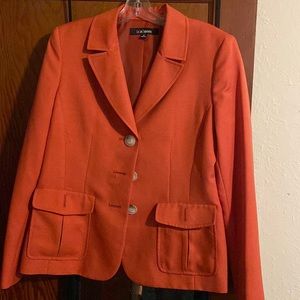 Orange le suit jacket with pockets size 10